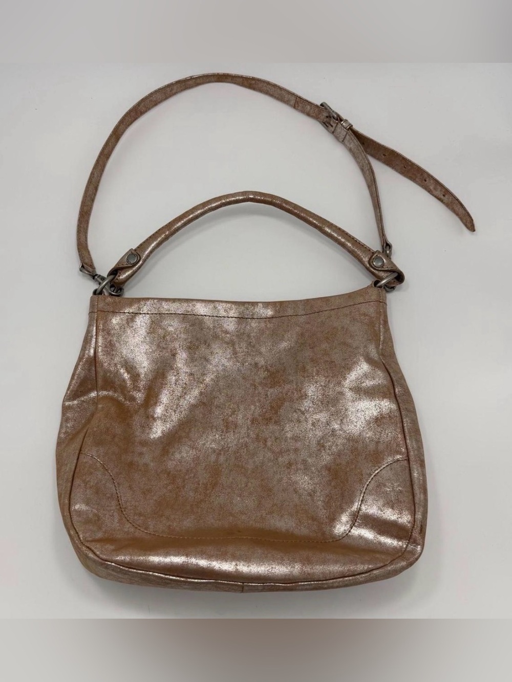 Frye Melissa Hobo Shoulder Crossbody Bag/purse Metallic Silver
